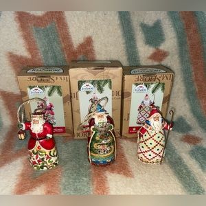(3) Jim Shore Santa Ornaments with Boxes